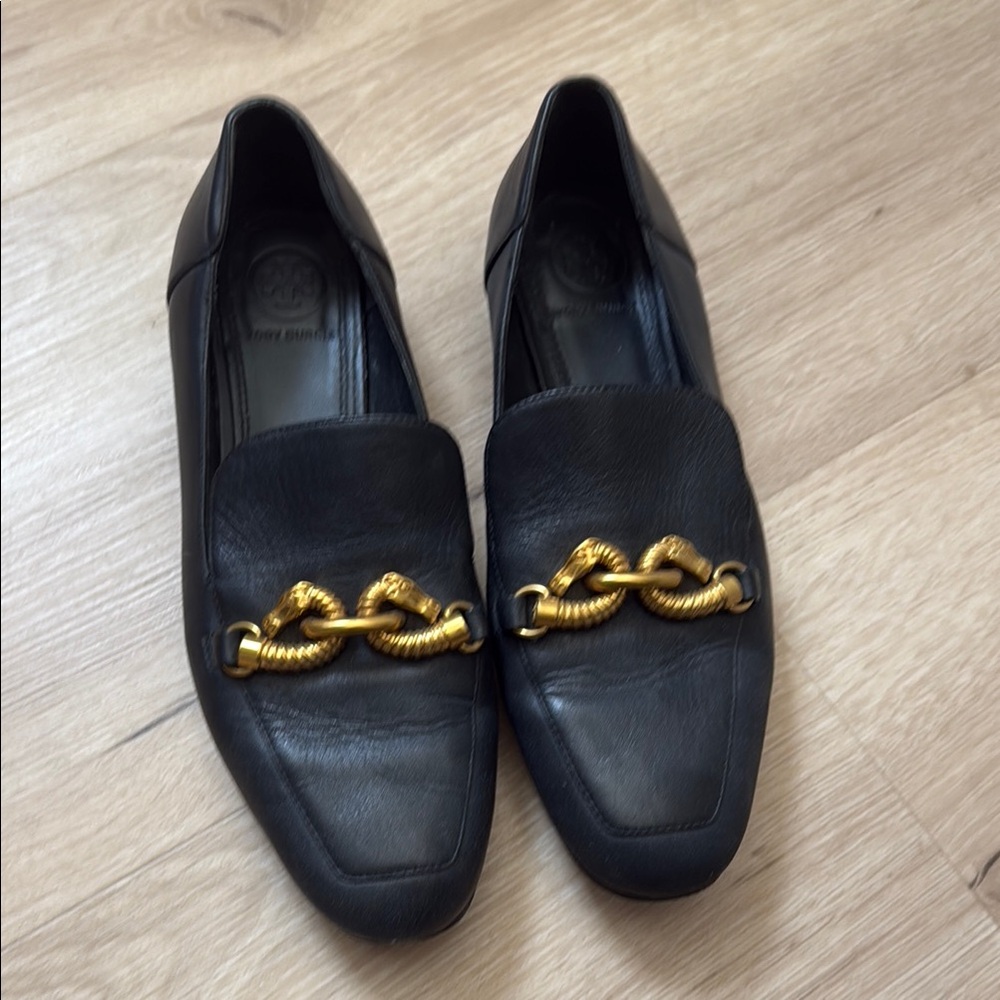 Tory Burch Black Loafers with Gold Accent